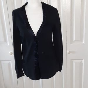 Tahari Midnight Blue Cardigan w Ruffle Trim